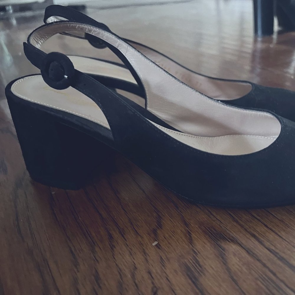 GIANVITO ROSSI - Ribbon Sling black suede pumps